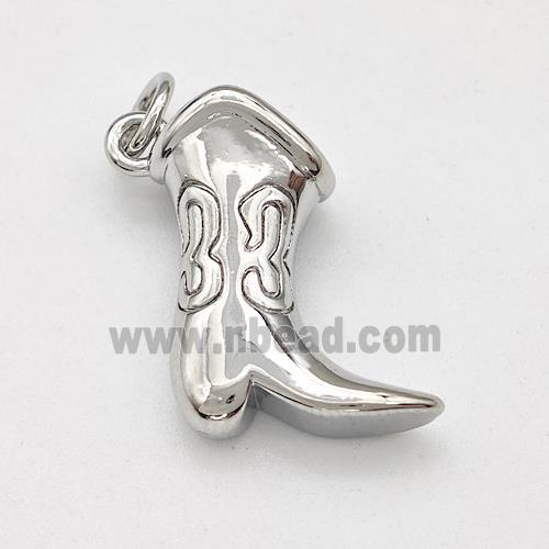 Cowboy Boot Charms Copper Shoe Pendant Platinum Plated