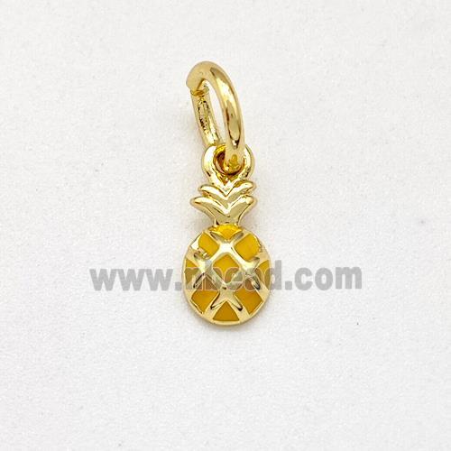 Copper Pineapple Pendant Yellow Enamel Gold Plated