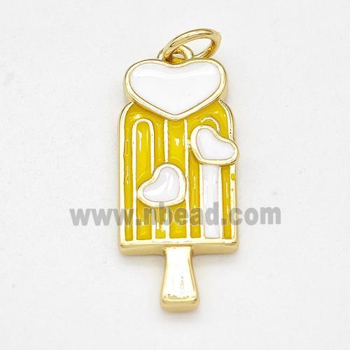 Ice Cream Charms Copper Pendant Multicolor Enamel Gold Plated