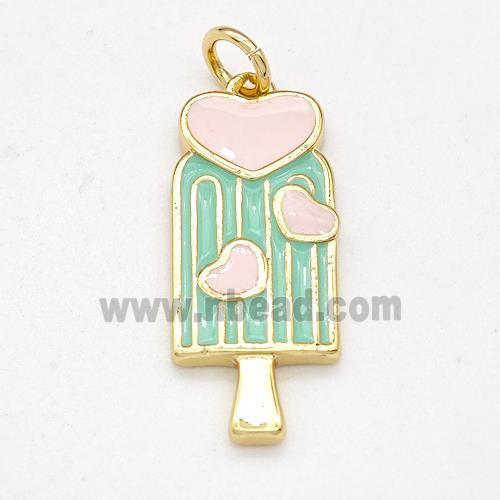 Ice Cream Charms Copper Pendant Multicolor Enamel Gold Plated