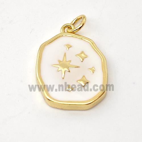 Copper Northstar Pendant White Enamel Gold Plated