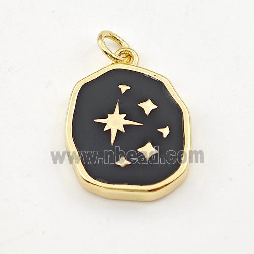 Copper Northstar Pendant Black Enamel Gold Plated