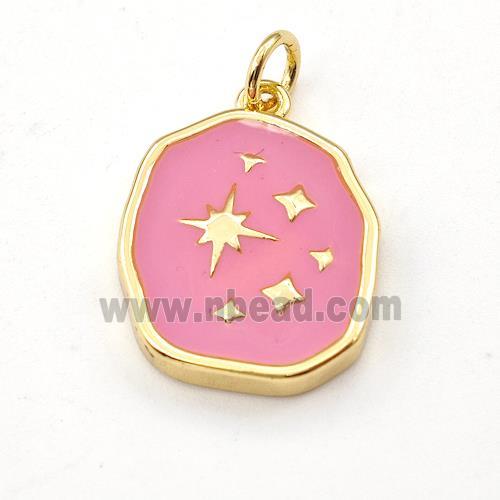 Copper Northstar Pendant Pink Enamel Gold Plated