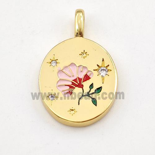 Copper Flower Pendant Multicolor Enamel Gold Plated