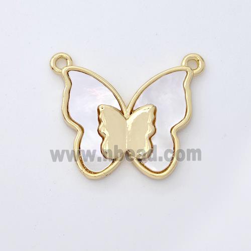 Copper Butterfly Pendant Pave Shell 2loops Gold Plated