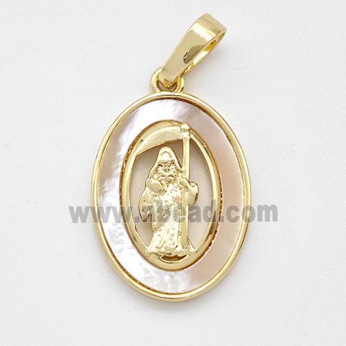 Saint Jude Charms Copper Pendant Pave Shell Gold Plated