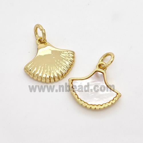 Copper Scallop Pendant Pave Shell Gold Plated