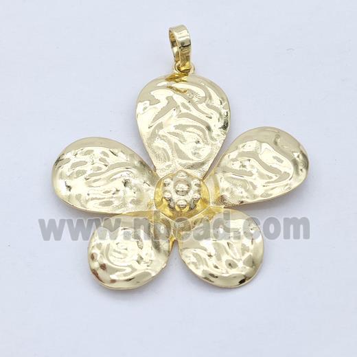 Copper Flower Pendant Hammered Gold Plated