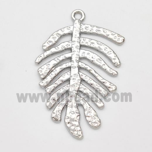 Copper Leaf Pendant Monstera Hammered Platinum Plated