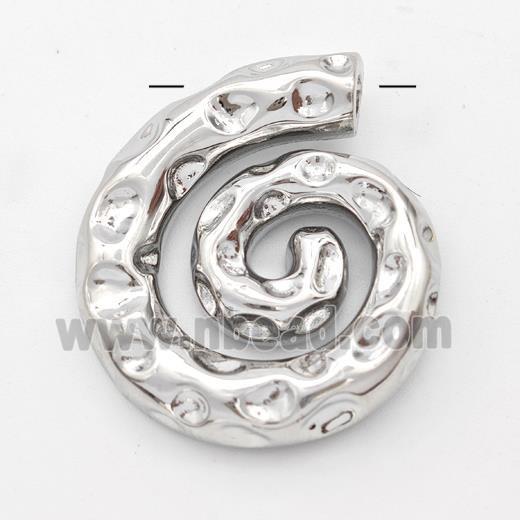 Nautilus Charms Copper Pendant Spiral Shell Hammered Platinum Plated