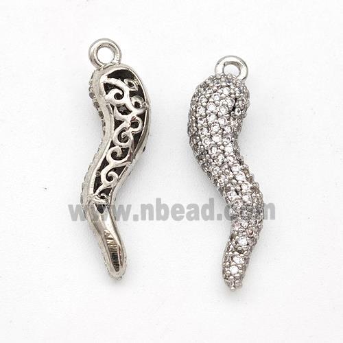 Copper Chili Pendant Micro Pave Zirconia Capsicum Platinum Plated