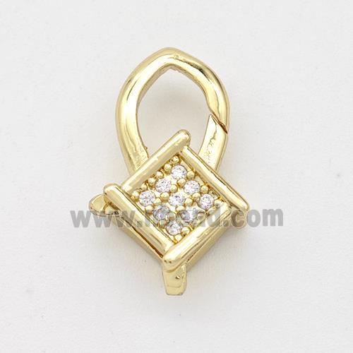 Copper Lobster Clasp Micro Pave Zirconia 18K Gold Plated