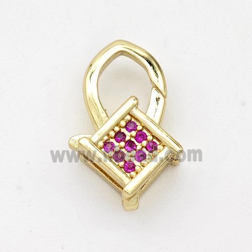 Copper Lobster Clasp Micro Pave Zirconia 18K Gold Plated