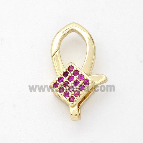 Copper Lobster Clasp Micro Pave Zirconia 18K Gold Plated