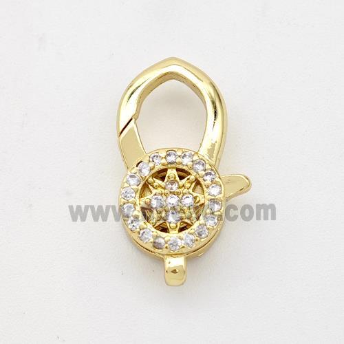 Copper Lobster Clasp Micro Pave Zirconia 18K Gold Plated