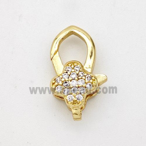 Copper Lobster Clasp Micro Pave Zirconia Clover 18K Gold Plated