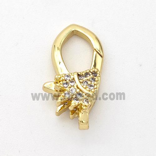 Copper Lobster Clasp Micro Pave Zirconia 18K Gold Plated