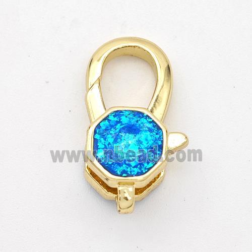 Copper Lobster Clasp Pave Fire Opal Hexagon 18K Gold Plated