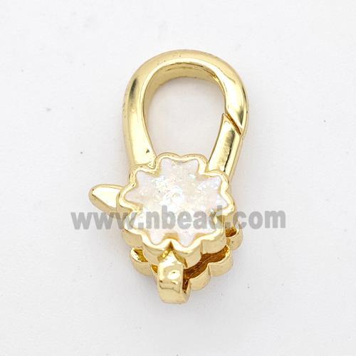 Copper Lobster Clasp Pave Fire Opal 18K Gold Plated