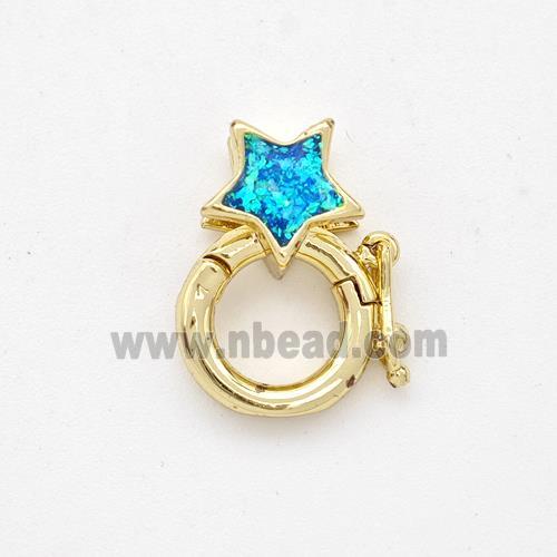 Copper Clasp Pave Fire Opal Star 18K Gold Plated