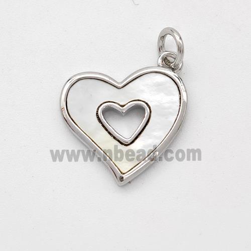 Copper Heart Pendant Pave Shell Platinum Plated