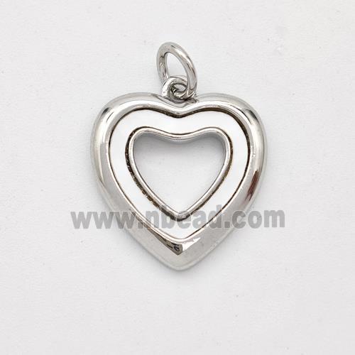 Copper Heart Pendant Pave Shell Platinum Plated