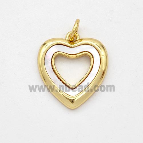 Copper Heart Pendant Pave Shell 18K Gold Plated