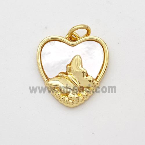 Copper Heart Pendant Pave Shell Mountain 18K Gold Plated