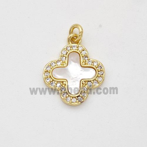 Copper Cross Pendant Pave Shell Zirconia 18K Gold plated