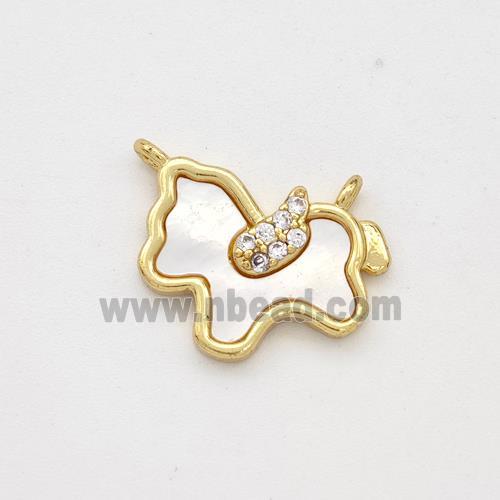 Copper Pony Pendant Pave Shell Zirconia Horse 18K Gold Plated