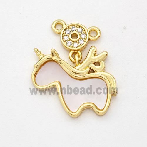 Copper Unicorn Pendant Pave Shell Zirconia 18K Gold Plated