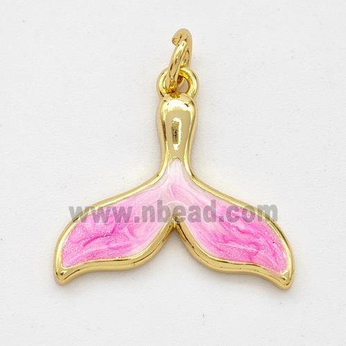 Copper Shark-tail Pendant Pink Painted 18K Gold Plated