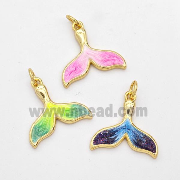 Copper Shark-tail Pendant Painted 18K Gold Plated Mixed