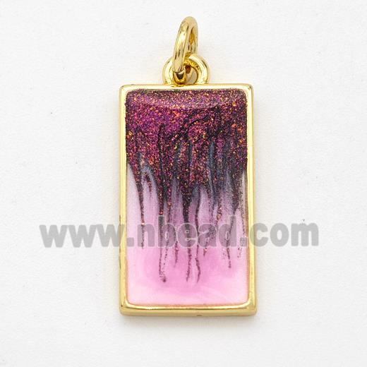 Copper Rectangle Pendant Painted 18K Gold Plated