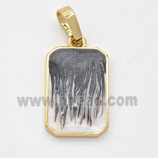 Copper Rectangle Pendant Black Painted 18K Gold Plated