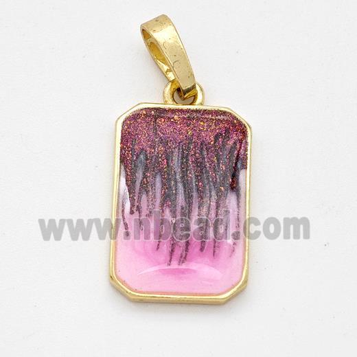 Copper Rectangle Pendant Painted 18K Gold Plated