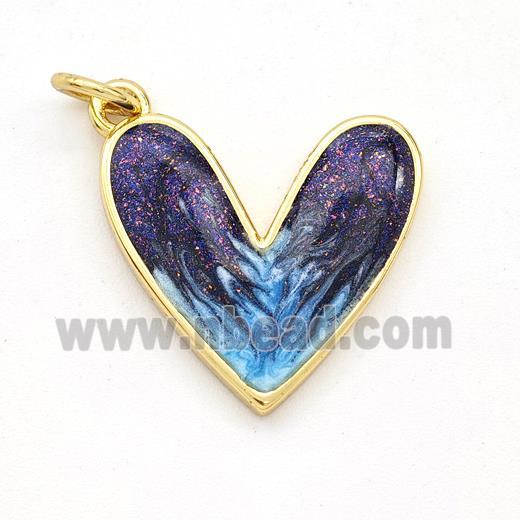 Copper Heart Pendant Painted 18K Gold Plated