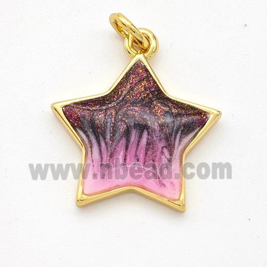 Copper Star Pendant Painted 18K Gold Plated