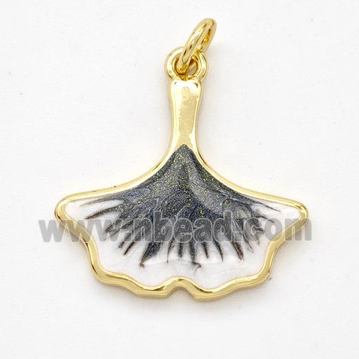 Copper Ginkgo-Leaf Pendant Black Painted 18K Gold Plated