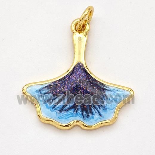 Copper Ginkgo-Leaf Pendant Painted 18K Gold Plated