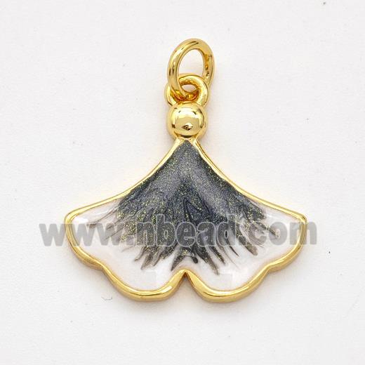 Copper Ginkgo-Leaf Pendant Black Painted 18K Gold Plated