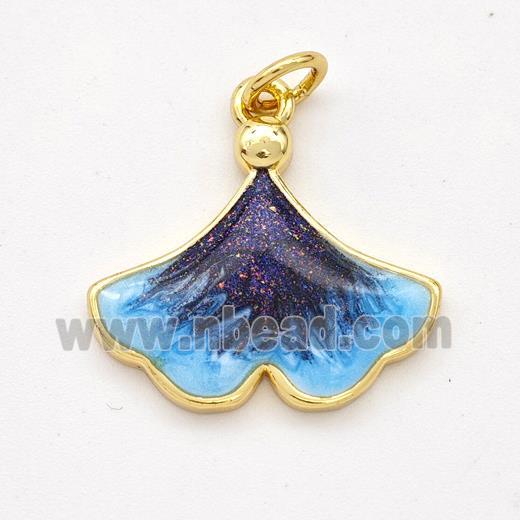 Copper Ginkgo-Leaf Pendant Painted 18K Gold Plated