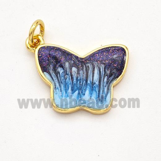 Copper Butterfly Pendant Painted 18K Gold Plated