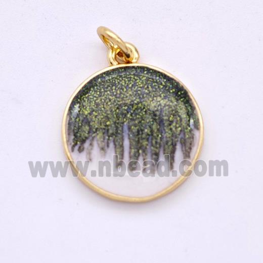 Copper Circle Pendant Black Painted 18K Gold Plated