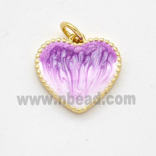 Copper Heart Pendant Purple Painted 18K Gold Plated