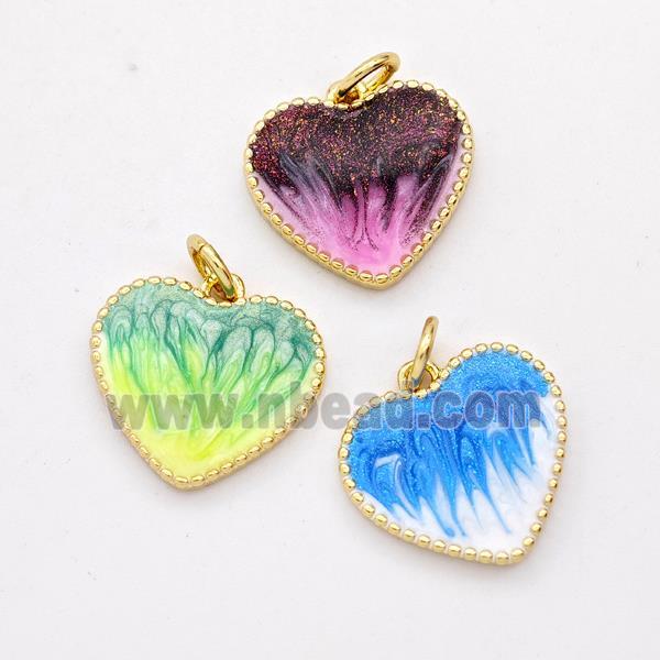 Copper Heart Pendant Painted 18K Gold Plated Mixed