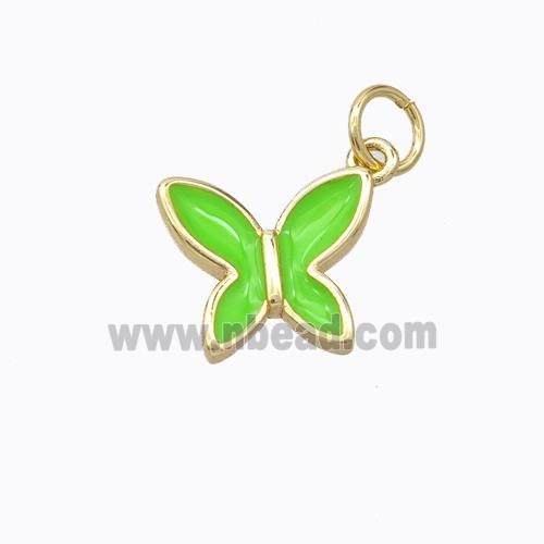 Copper Butterfly Pendant Green Enamel Gold Plated