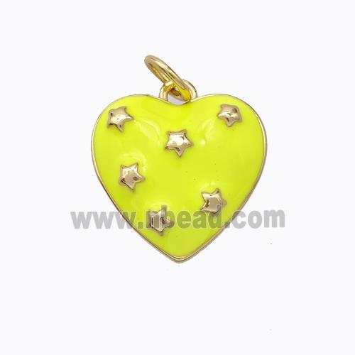 Copper Heart Pendant Yellow Enamel Star Gold Plated