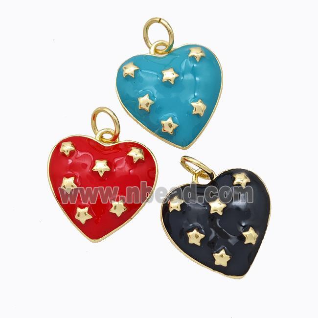 Copper Heart Pendant Enamel Star Gold Plated Mixed