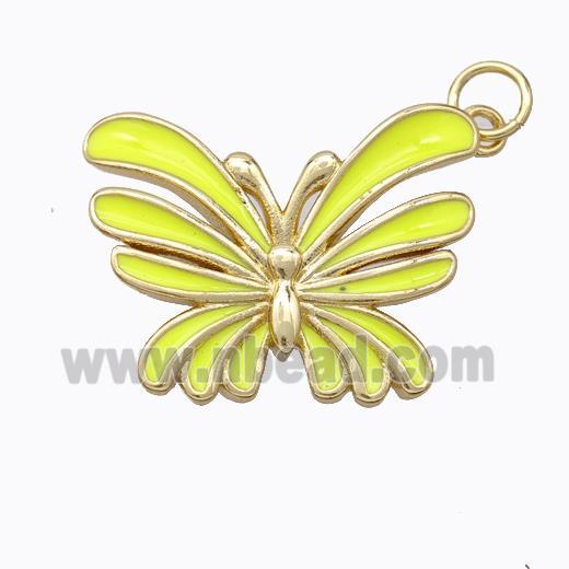 Copper Butterfly Pendant Yellow Enamel Gold Plated